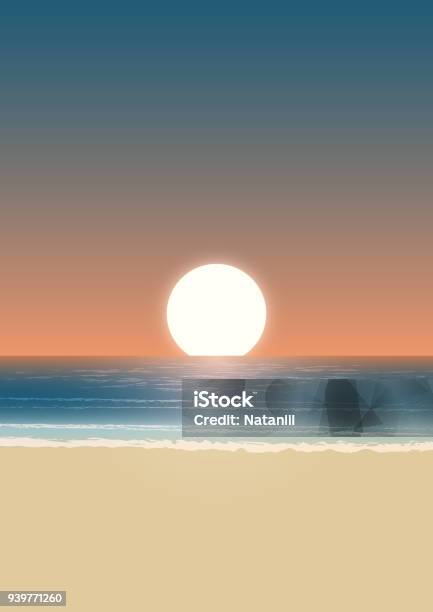Beach Stock Illustration - Download Image Now - Sunset, Beach, Sea