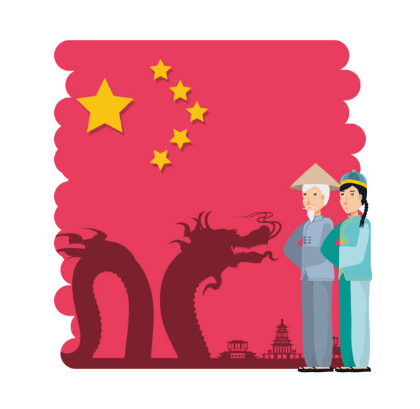 ilustrações, clipart, desenhos animados e ícones de personagens de pessoas de cultura chinesa - traditional culture dragon old asian culture