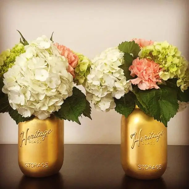 Flower Arrangements in Mason Jars