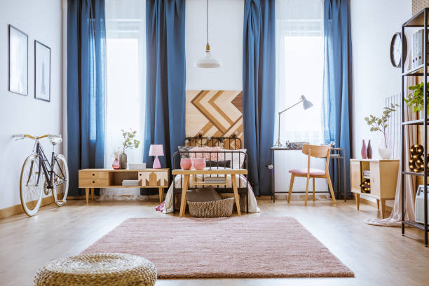 istock Feminine bedroom with desk 939779290