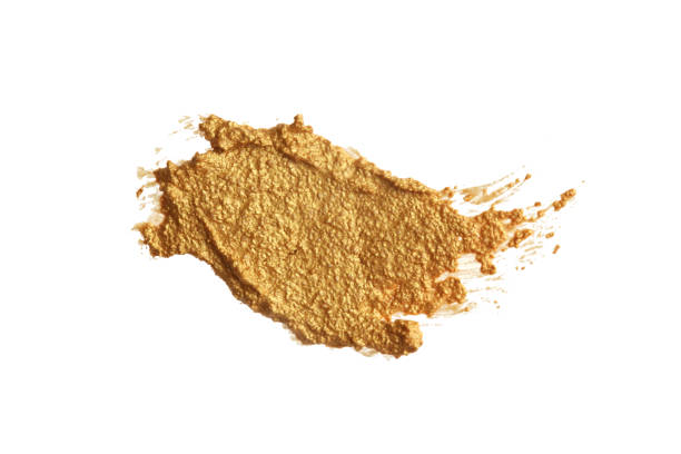 istock Abstract acrylic gold brush stroke. Isolated on white. 939784476