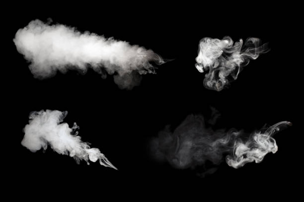 istock Collection of white smoke isolated on black 939784532