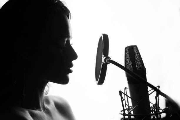 istock Woman singing in the recording studio. 939791088
