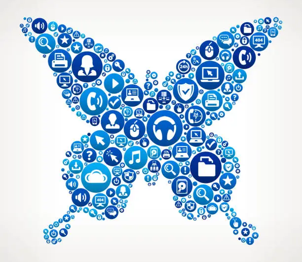 Vector illustration of Butterfly Computer Tech Support