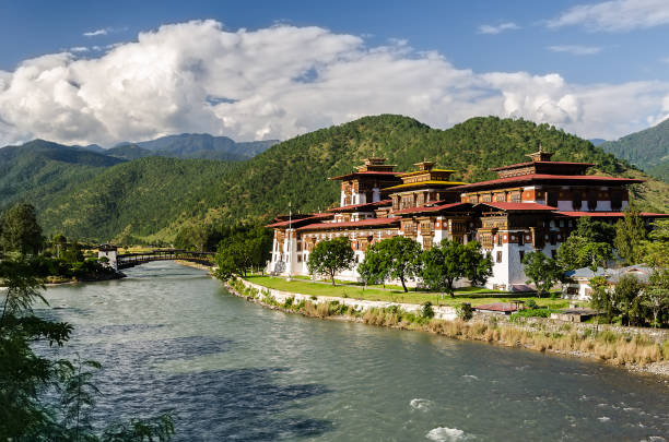 punakha dzong, punakha, thimphu, butão, ásia - bhutan - fotografias e filmes do acervo