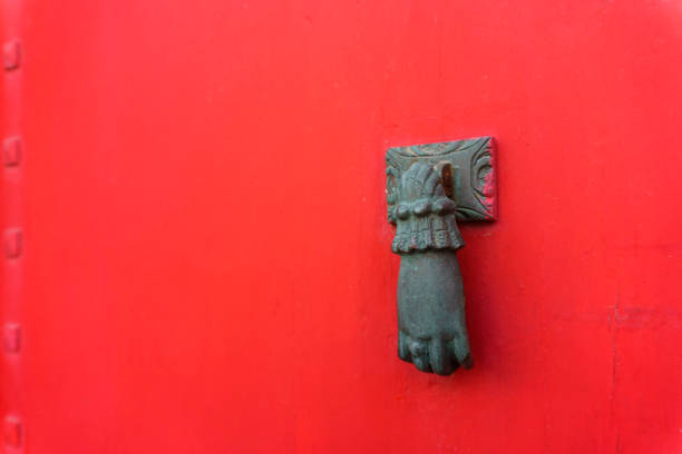 wooden red door background