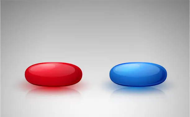 Vector illustration of Red and blue pills
