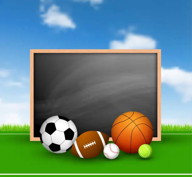 Vector illustration of Football on a field and blackboard