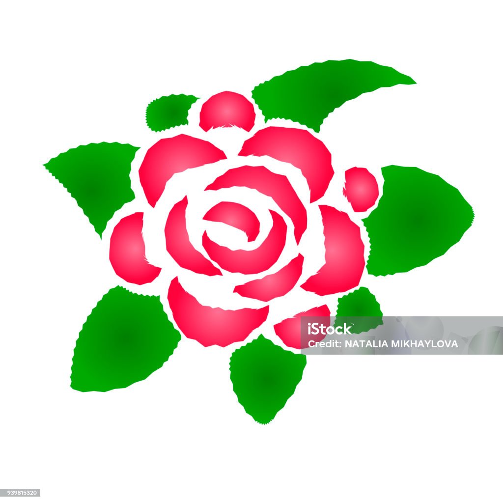 Styalised Roses Stylized Rose With Leaves Stock Illustration - Download Image Now ...