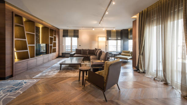 istock Interior of a luxury apartment, modern open plan living room 939819598