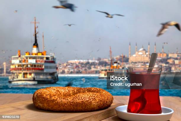 Turkish Bagel And Tea In Istanbul Stock Photo - Download Image Now - Istanbul, Food, Tea - Hot Drink