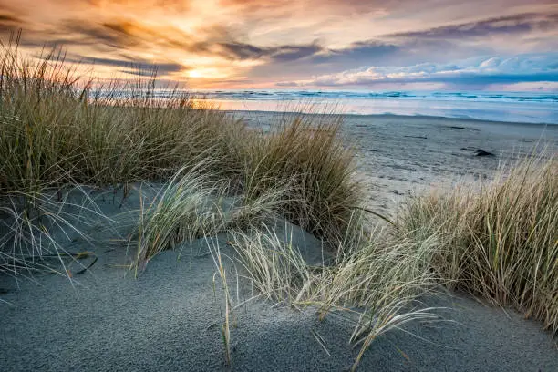 Photo of HDR Vibrant Sunset Oregon Coastal Cloudscape Pacific Coast