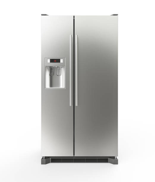 istock Modern Stainless Steel Refrigerator isolated on white background - 3D Rendering 939830026