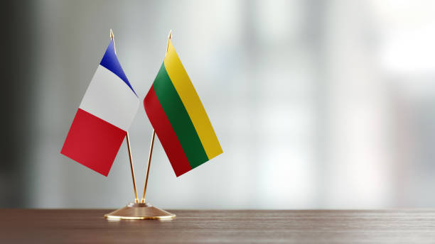 istock French And Lithuanian Flag Pair On A Desk Over Defocused Background 939833720
