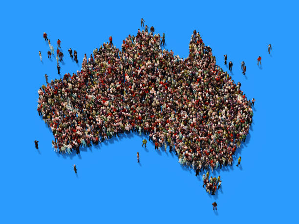 istock Human Crowd Forming An Australian Map: Population And Social Media Concept 939837224