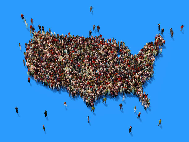 istock Human Crowd Forming A USA Map: Population And Social Media Concept 939837488