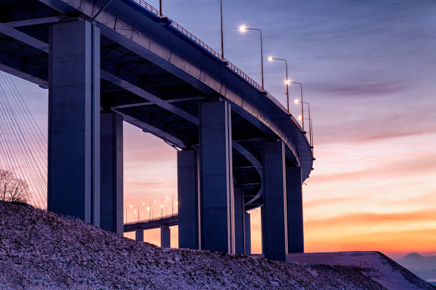 istock Bottom sunset view of cable-stayed bridge in Vladivostok 939841822