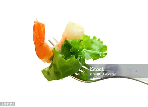 Shrimp And Lettuce Stock Photo - Download Image Now - Animal Shell, Appetizer, Close-up