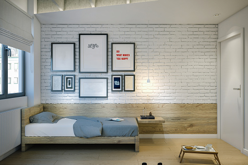 Single bed in modern apartament/hostel