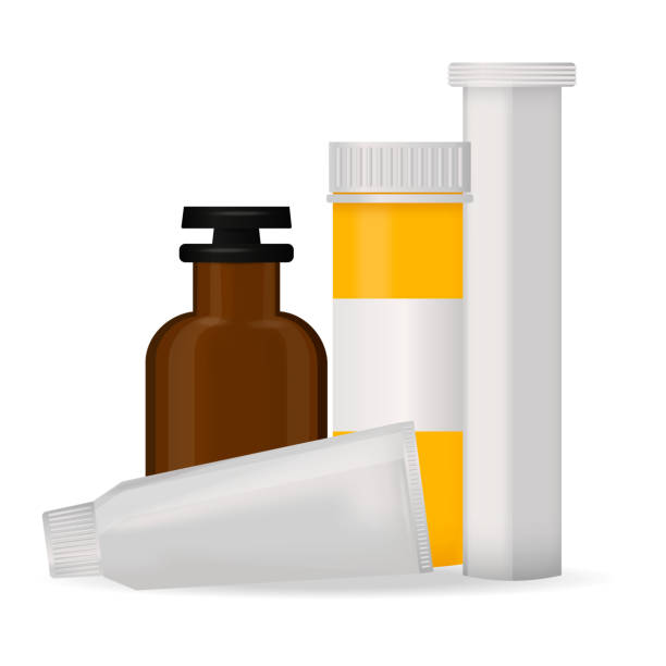istock Bottle pack template mockup blank pharmaceutical blister of pills and capsules tube container for drugs clean plastic packaging for medication vector illustration 939855234