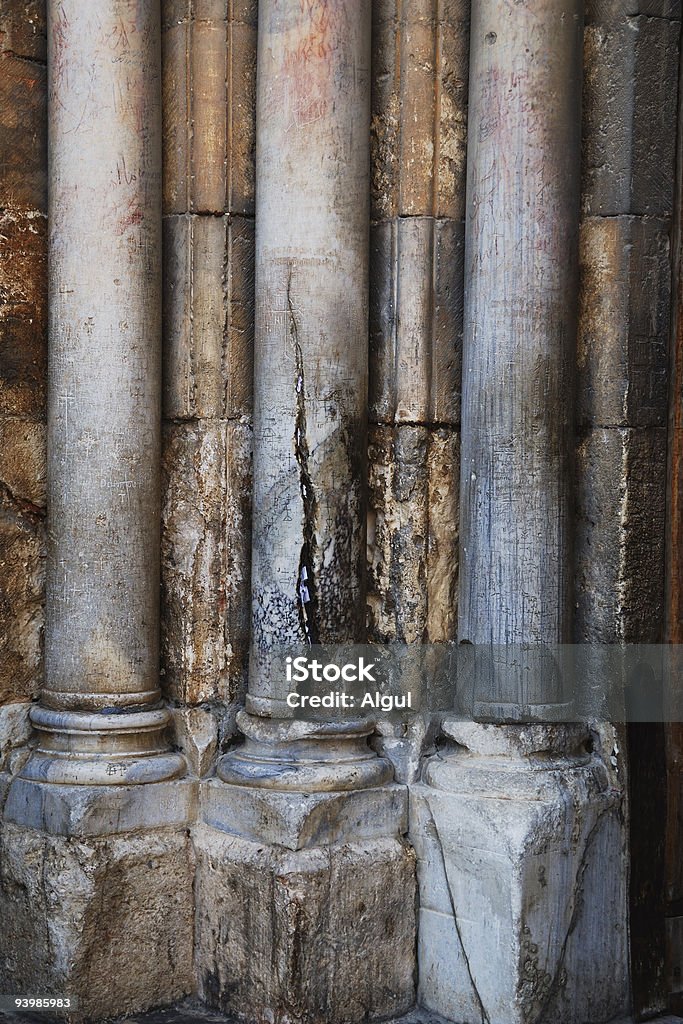 Cracked column, fragment Church of the Holy Sepulchre.  Ancient Stock Photo