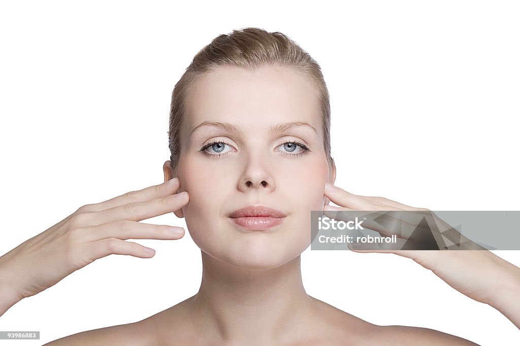 Frau berühren Ihre hand mit der gesunde Haut - Lizenzfrei Attraktive Frau Stock-Foto