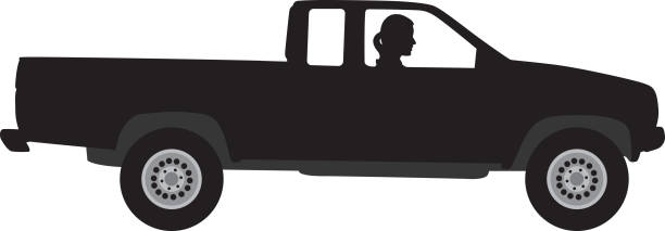 Woman Driving Truck Silhouette Vector silhouette of a woman driving a truck. truck silhouettes stock illustrations
