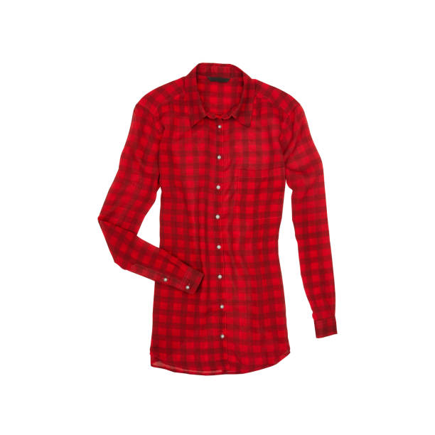 istock Red checkered blouse. Fashionable concept. Isolated. White background 939875890