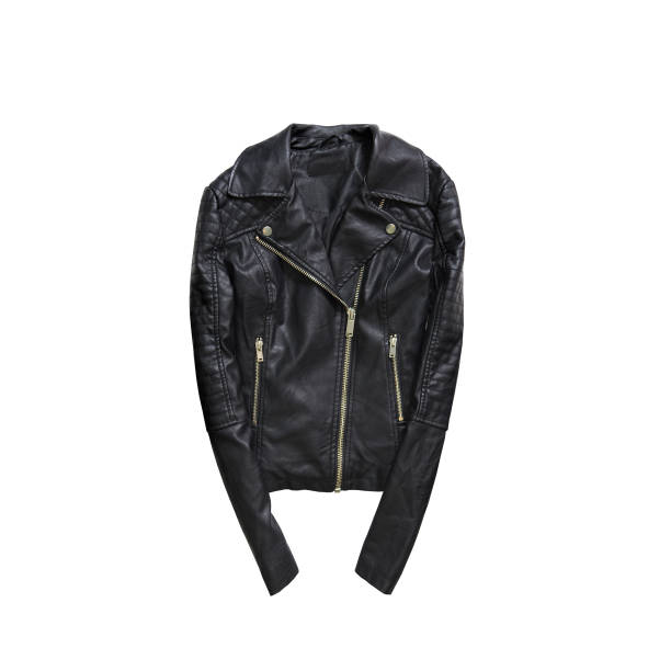 istock Black leather jacket.  Fashionable concept. Isolated. White background 939875944