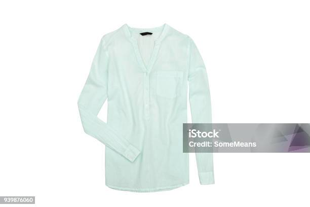 Mint Green Blouse Fashionable Concept Isolated White Background Stock Photo - Download Image Now