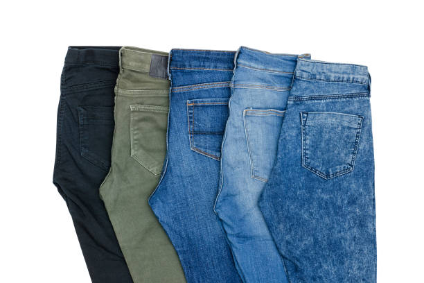 istock Five jeans. Assortment.  Fashionable concept. Isolated. White background 939876146