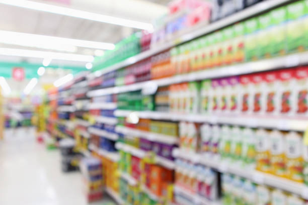 istock Abstract blur supermarket aisle background 939884634