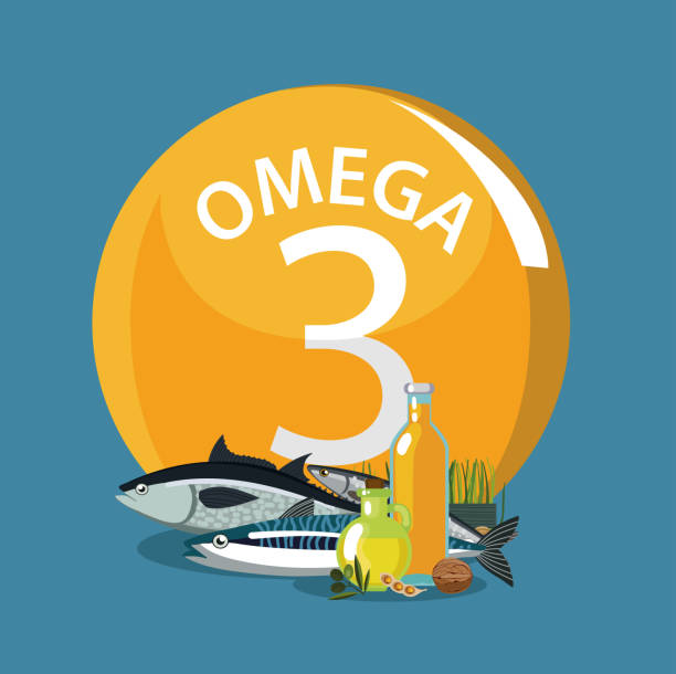 illustrazioni stock, clip art, cartoni animati e icone di tendenza di omega 10 - fish oil illustrations