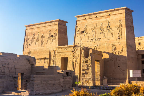 Philae temple in aswan on the Nile in Egypt Philae temple in aswan on the Nile in Egypt, Africa temple of philae stock pictures, royalty-free photos & images