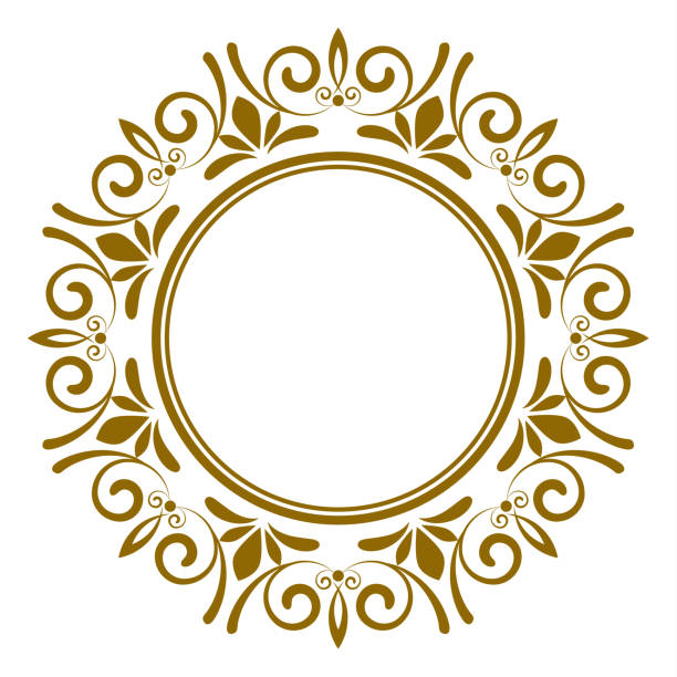 gold ornamental round, Decorative art frame, Abstract vector floral ornament border for your design