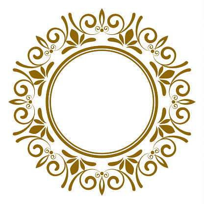 gold ornamental round, Decorative art frame, Abstract vector floral ornament border for your design