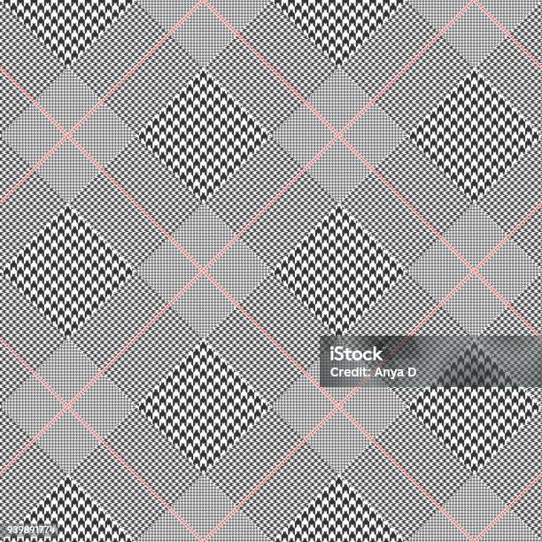 Overcheck Pattern Seamless Glen Plaid Pattern In Classic Black And White With Red ...