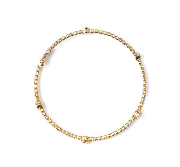 白い背景の上のダイヤモンド ブレスレット - bracelet jewelry personal accessory wristband ストックフォトと画像