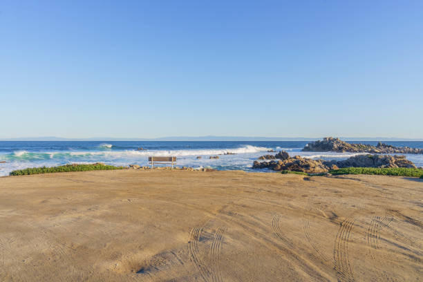istock empty sand beach with tyre track,California,USA. 939915962