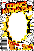 istock Editable comic book cover with abstract explosion background. 939918278