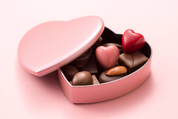 chocolate assortment in heart shaped gift box