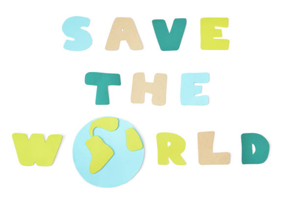 istock Save the world paper cut on white background 939929712
