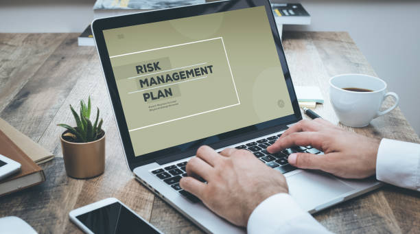 risk management plan concept - planning paperwork plan organization imagens e fotografias de stock