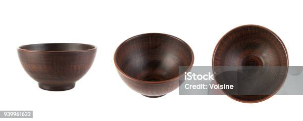 Brown Ceramic Bowl Isolated On White Stock Photo - Download Image Now - Bowl, Side View, Looking At View