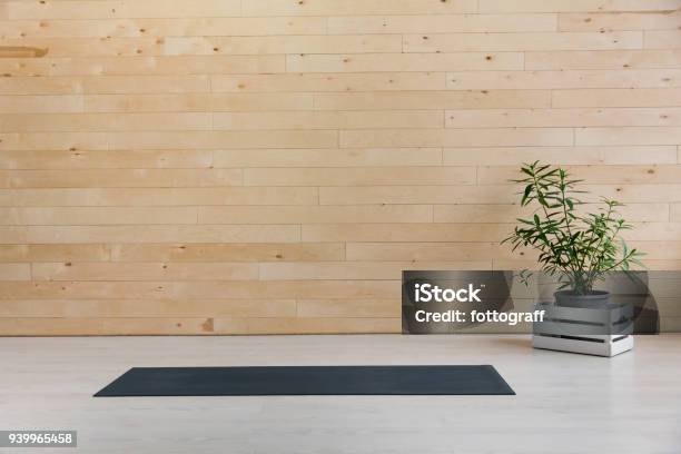 Gym With Yoga Mat Interior Stock Photo - Download Image Now - Gym, Health Club, Domestic Life