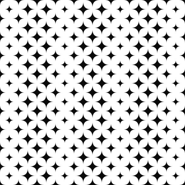 ilustraciones, imágenes clip art, dibujos animados e iconos de stock de patrón de estrella blanco y negro sin costura - star pattern