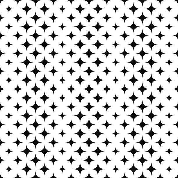 Vector illustration of Seamless black and white star pattern