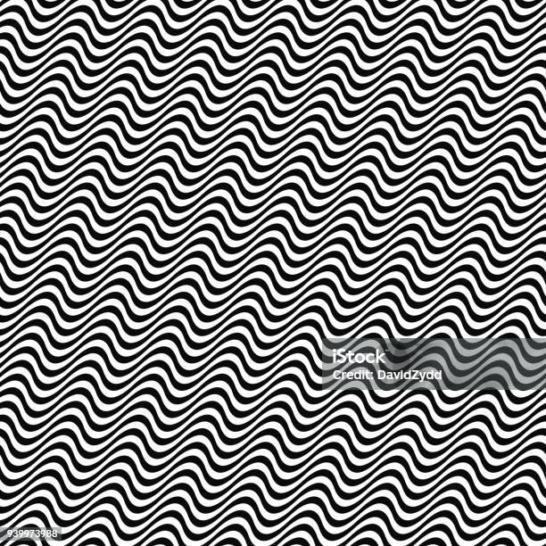 3d Repeating Black White Angular Wave Pattern Stock Illustration ...