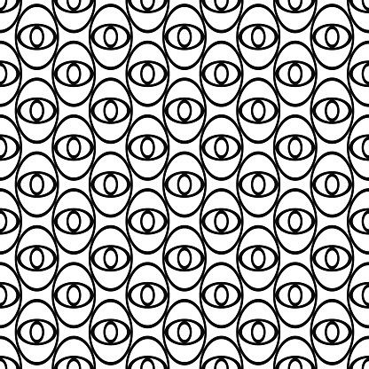 Monochrome abstract ellipse eye repeat pattern design
