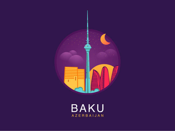Night Baku City Illustration Night Baku City Illustration. baku stock illustrations